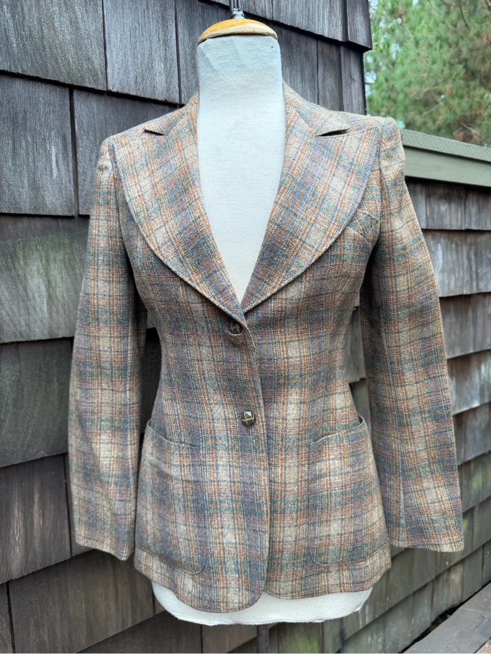 Vintage preppy classic tailored blazer wool plaid pockets lined S Joseph Magnin
